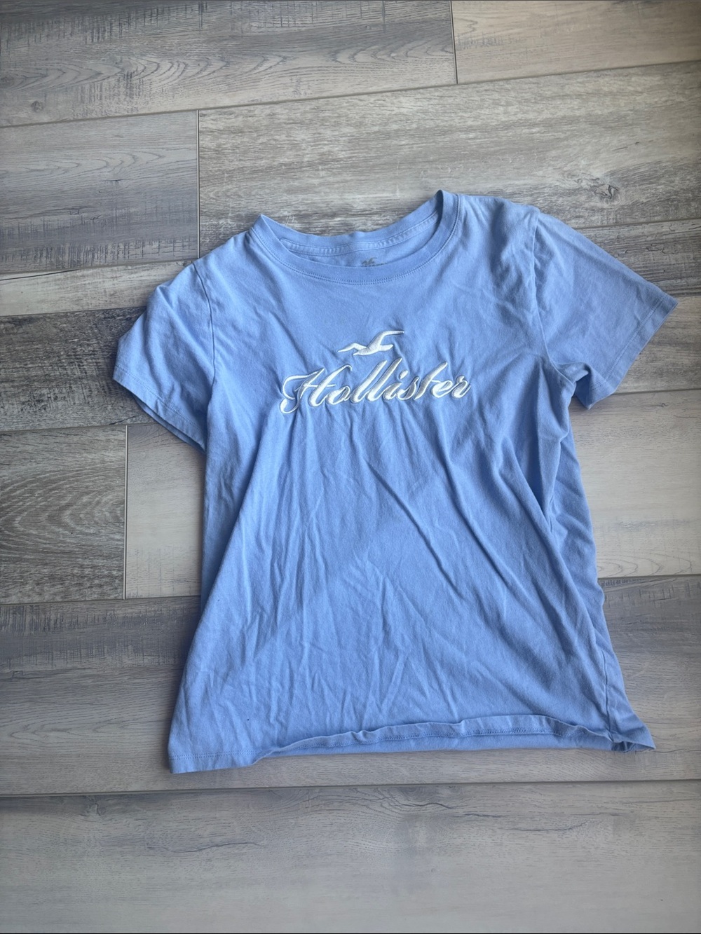 Hollister Sky Blue Script Logo T-Shirt